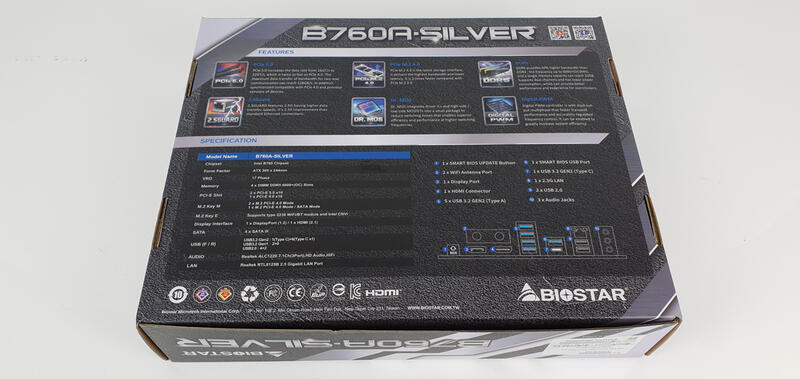 Biostar B760A-Silver - Verpackung Rückseite Biostar B760A-Silver - Verpackung Rückseite