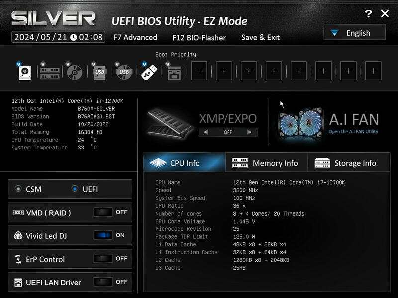 Biostar B760A-Silver - BIOS Start Page Biostar B760A-Silver - BIOS Start Page