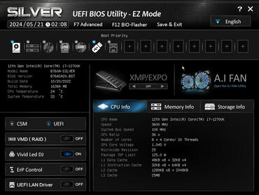 Biostar B760A-Silver - BIOS Start Page