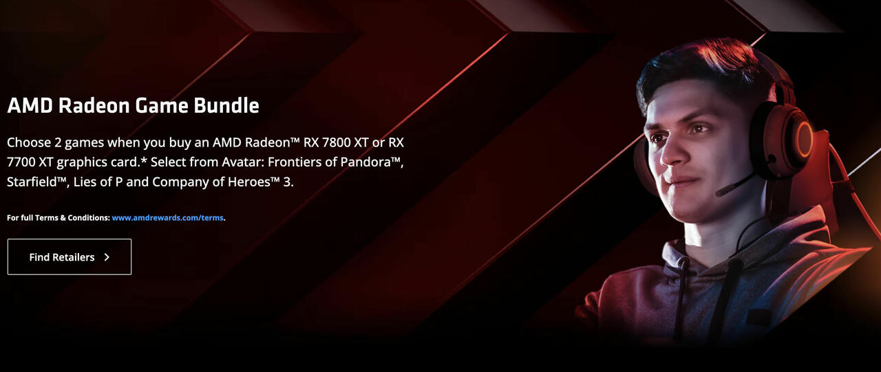 Gaming Bundle beim Kauf von Radeon RX 7800 XT und RX 7700 XT Grafikkarten  Bild © AMD