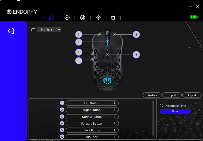 ENDORFY LIV Plus Wireless Software - Tastenbelegung ENDORFY LIV Plus Wireless Software - Tastenbelegung