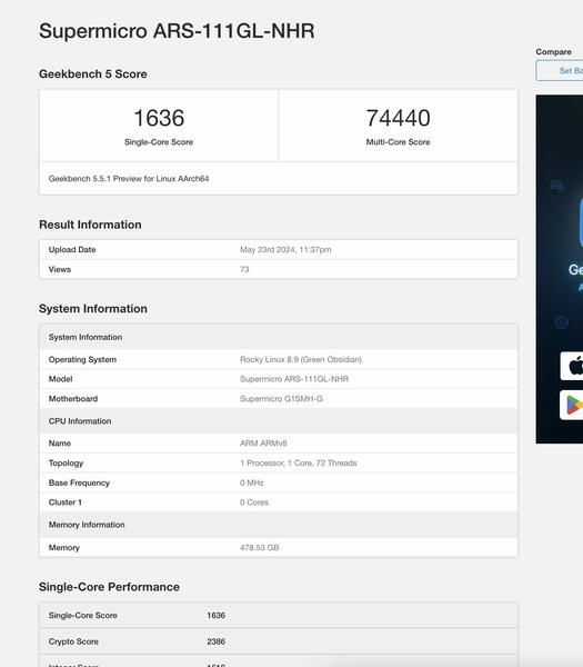 NVIDIAs Grace-CPU in Geekbench NVIDIAs Grace-CPU in Geekbench
