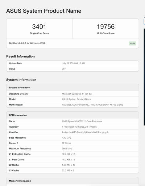 AMD Ryzen 9 9900X Geekbench-Benchmarks AMD Ryzen 9 9900X Geekbench-Benchmarks