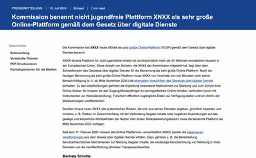 XNXX Pornoseite muss sich strengeren EU-Vorschriften beugen und Anforderungen einhalten