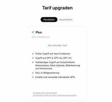 ChatGPT Zahlungsmethoden und Abos