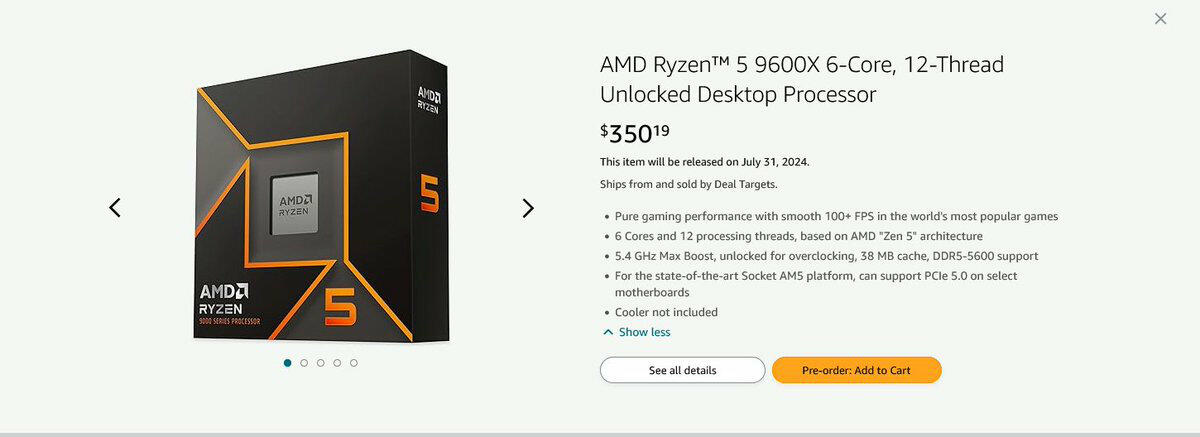 Ryzen 9 9900X - US-Preise  Bild © @momomo_us