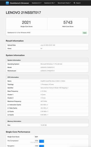 Core Ultra 5 236V Benchmark Core Ultra 5 236V Benchmark
