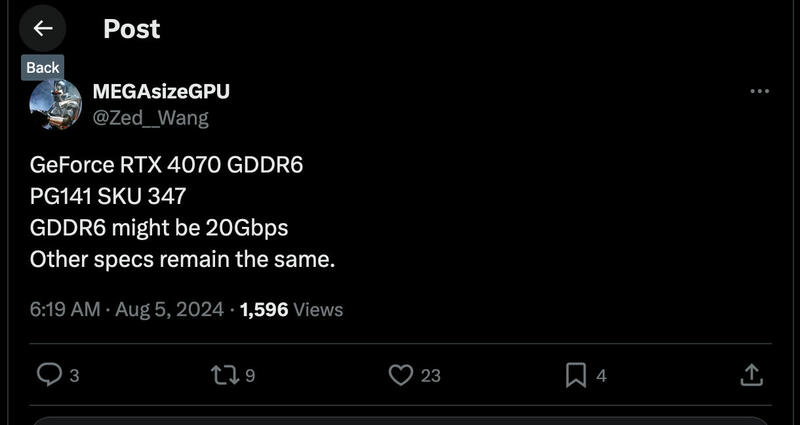 Neue GeForce RTX 4070 soll mit mit GDDR6 Neue GeForce RTX 4070 soll mit mit GDDR6