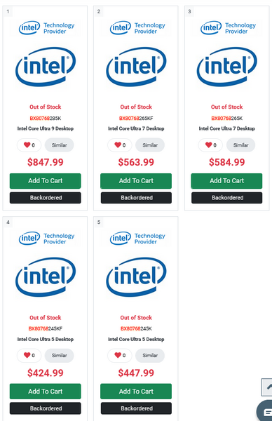 Core Ultra 200K CPU-Preise Core Ultra 200K CPU-Preise