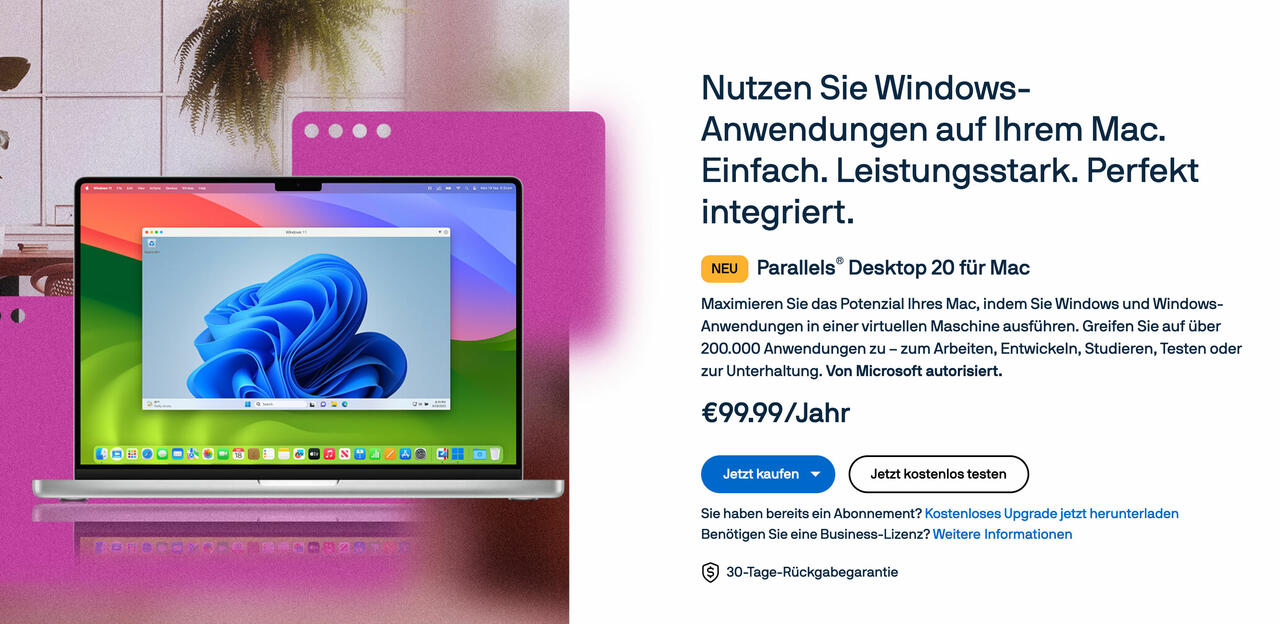 Parallels Desktop 20 für Mac   Bild © Parallels