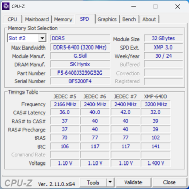 G.Skill Trident Z5 Royal RGB Silver 64 GB, DDR5 6400 Profile  Timings