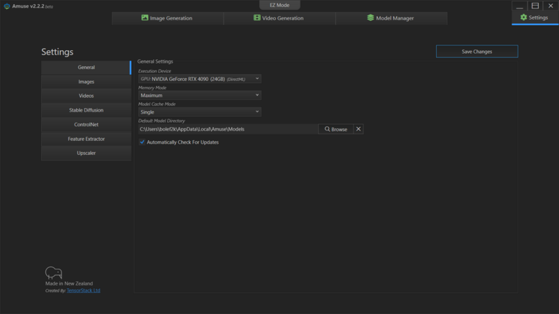 Amuse GPU Settings Amuse GPU Settings