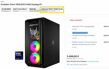 Acer Predator Orion 7000 PCs mit GeForce RTX 5080