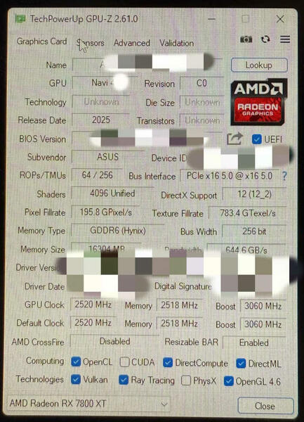Radeon RX 9070XT GPUZ Radeon RX 9070XT GPUZ