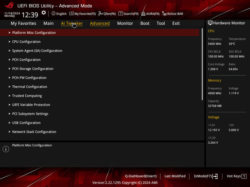ASUS ROG STRIX B860 F Gaming WIFI BIOS Advanced