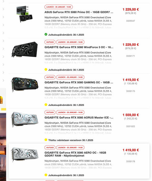 GeForce RTX 5080 und GeForce RTX 5090 Preise GeForce RTX 5080 und GeForce RTX 5090 Preise