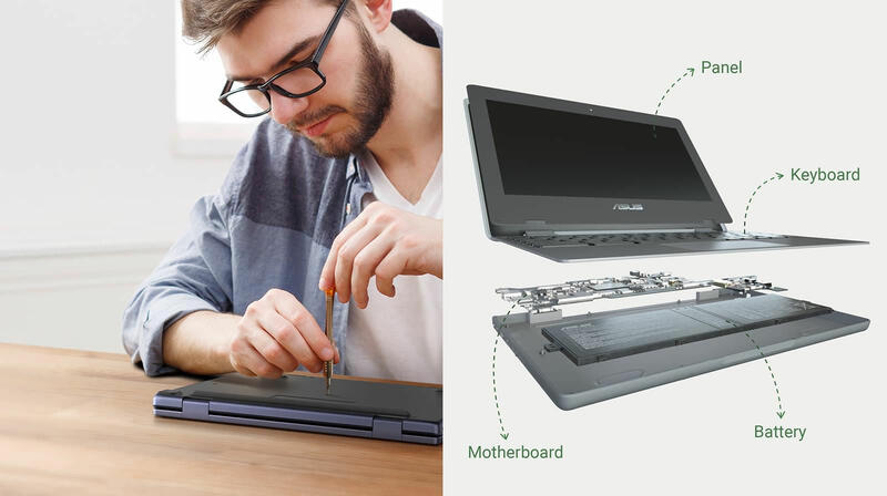 ASUS Chromebook CR11 mit austauschbaren Komponenten ASUS Chromebook CR11 mit austauschbaren Komponenten