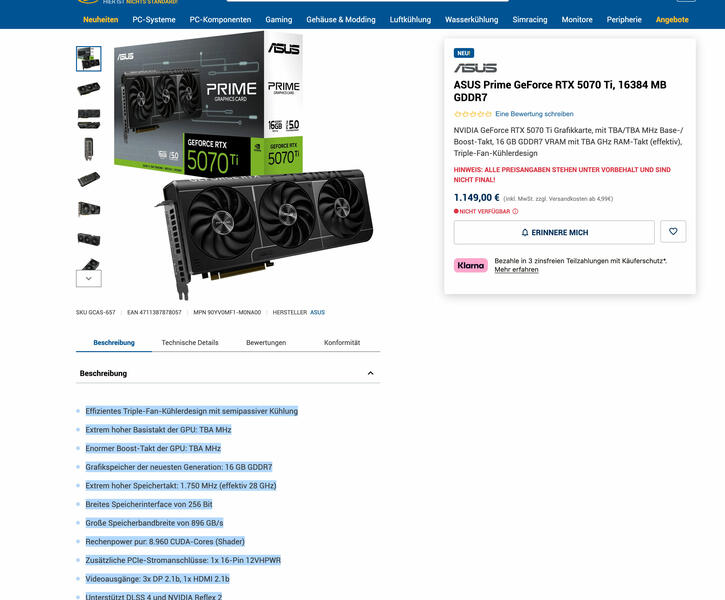 ASUS Prime GeForce RTX 5070 Ti ASUS Prime GeForce RTX 5070 Ti