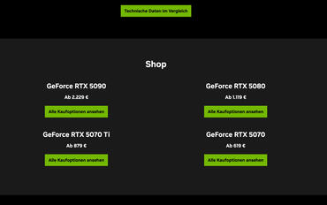 NVIDIA GeForce RTX 5090, RTX 5080 und RTX 5070 Ti Preissenkung
