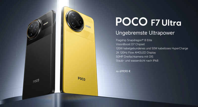 POCO F7 Ultra und F7 Pro: Neueste Snapdragon 8 Elite für hohe Leistung ab 599,90 €