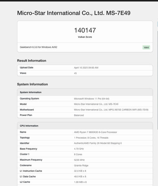 GeForce RTX 5060 Ti Vulkan Benchmarks GeForce RTX 5060 Ti Vulkan Benchmarks