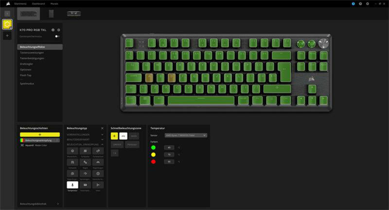 Corsair K70 RGB TKL iCue Software Beleuchtung Corsair K70 RGB TKL iCue Software Beleuchtung