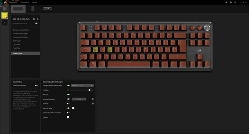 Corsair K70 RGB TKL iCue Software Spielmodus Corsair K70 RGB TKL iCue Software Spielmodus