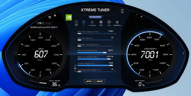 MSI GeForce RTX 5060 Ti Gaming OC Übertaktung MSI GeForce RTX 5060 Ti Gaming OC Übertaktung