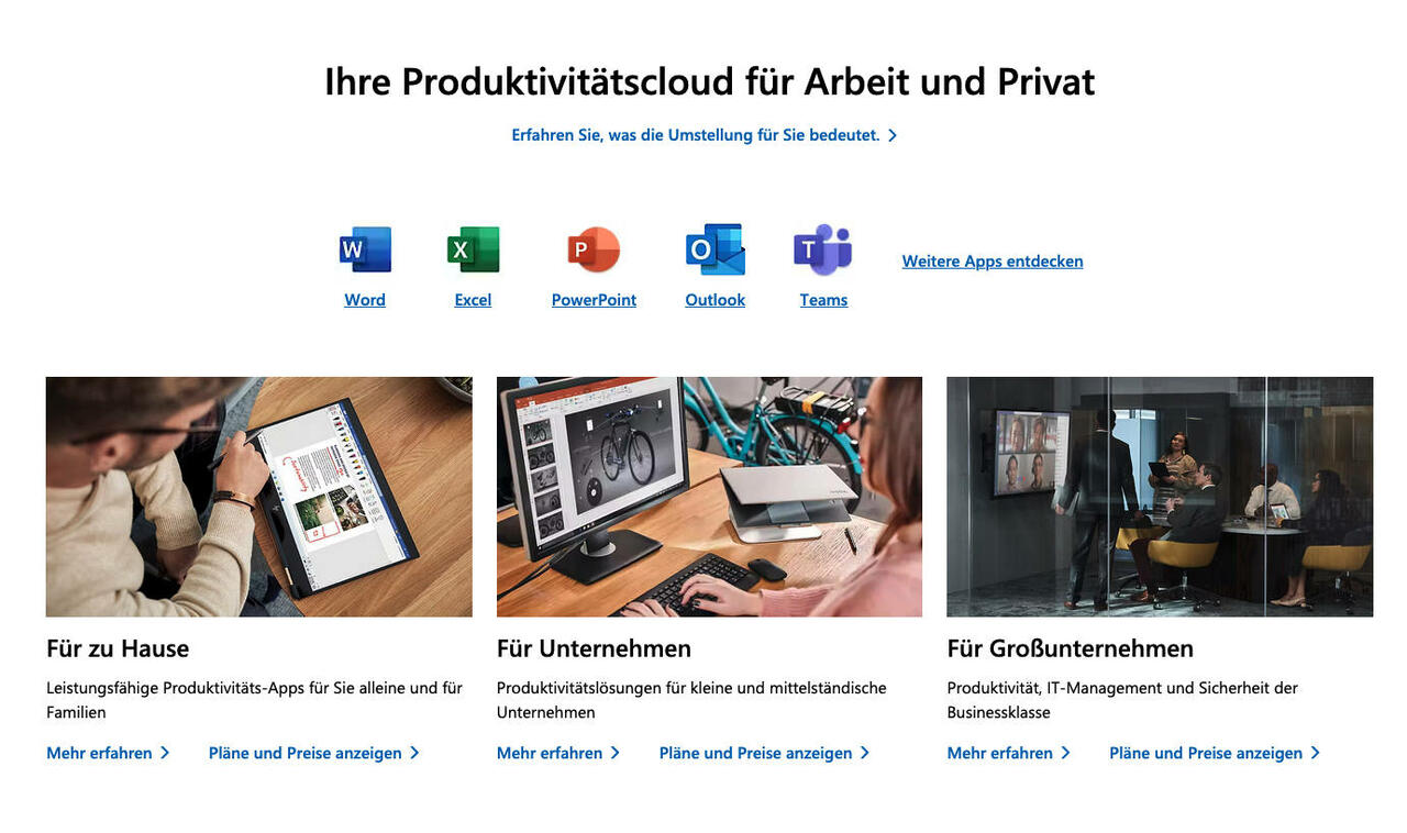 MS Office Versionen und Programme  Bild © Microsoft