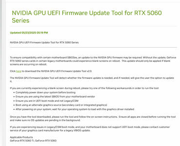 NVIDIA GeForce RTX 5060 und RTX 5060 Ti Firmware Update