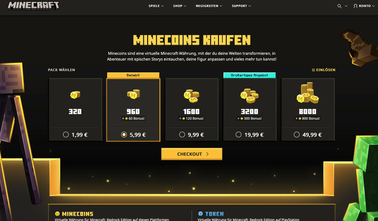 Minecoins  Bild © Minecraft