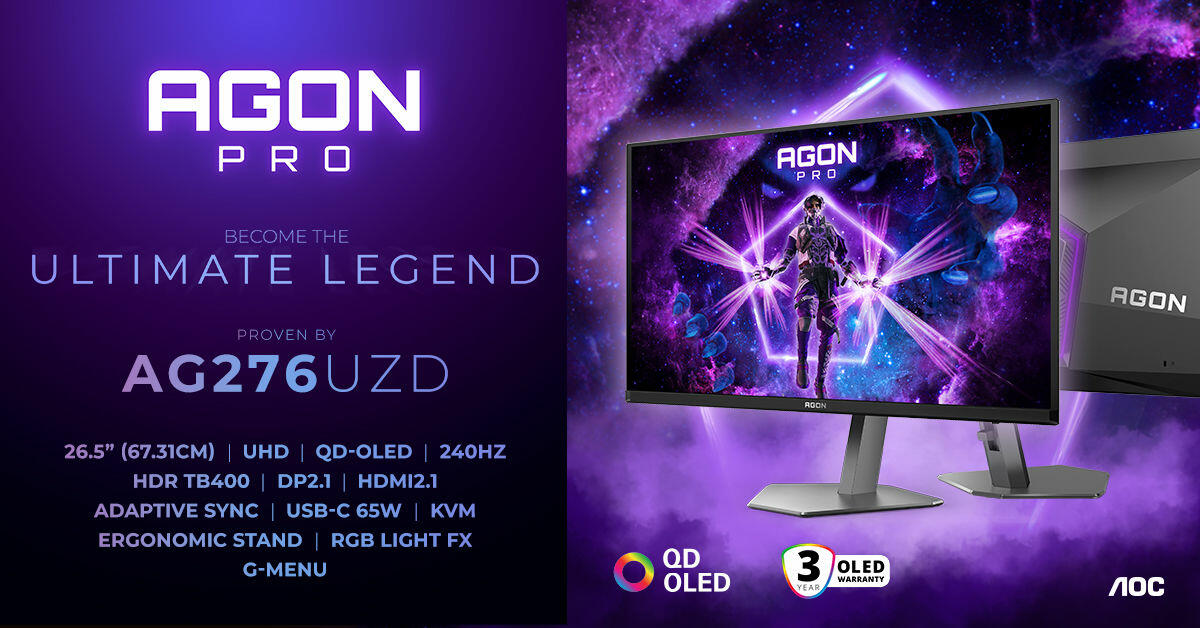 AGON PRO AG276UZD 4K QD OLED Gaming Monitor  Bild © AOC