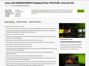 NVIDIA 575.57.08 Linux-Treiber Download mit Smooth Motion und PRIME Fixes