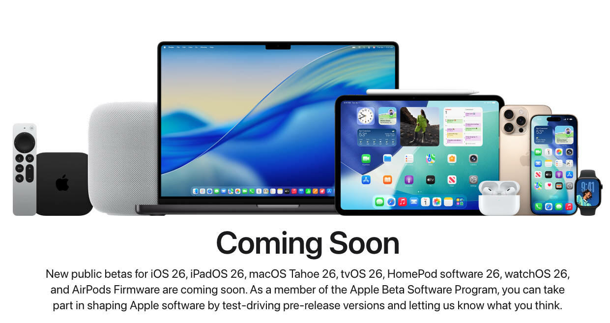 Apple macOS Tahoe 26, watchOS 26 und tvOS 26 Entwickler Betaversionen   Bild © Apple