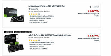 GeForce RTX 5090 Preissturz