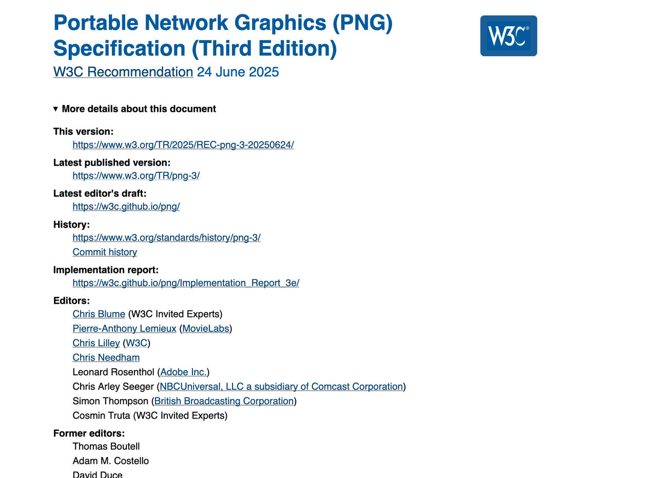 PNG Third Edition Spezifikation  Bild © W3C