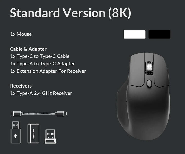 Keychron M6 8K Gaming Maus Lieferumfang Keychron M6 8K Gaming Maus Lieferumfang