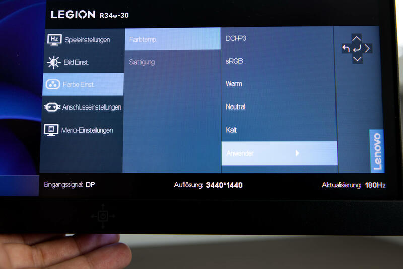 Lenovo Legion R34w 30 Farbtemperatur Lenovo Legion R34w 30 Farbtemperatur