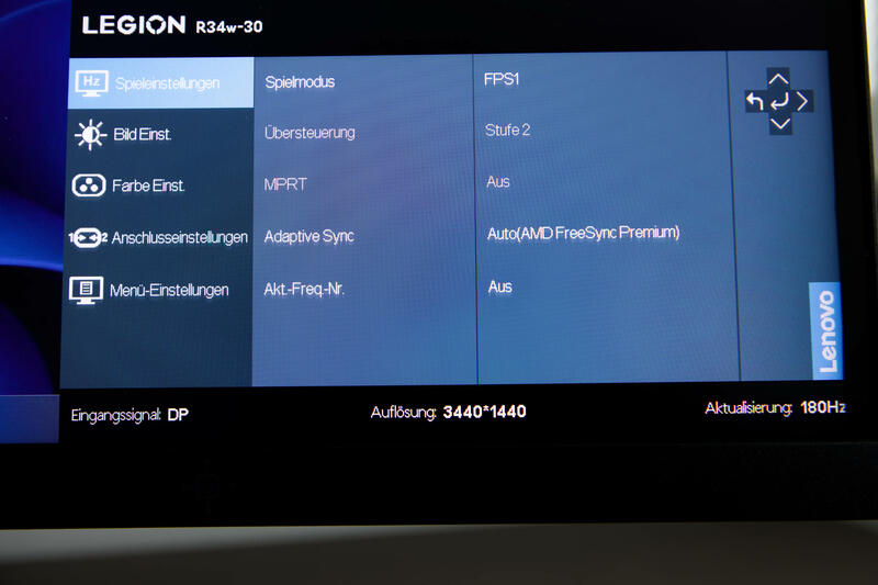 Lenovo Legion R34w 30 OSD Lenovo Legion R34w 30 OSD