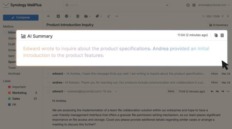 Synology bringt KI in MailPlus und Office und bietet zentrale KI-Konsole für die lokale Steuerung
