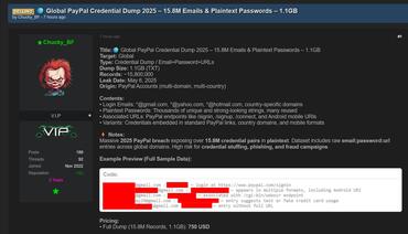 PayPal Logins mit Klartext Passwort im Forum