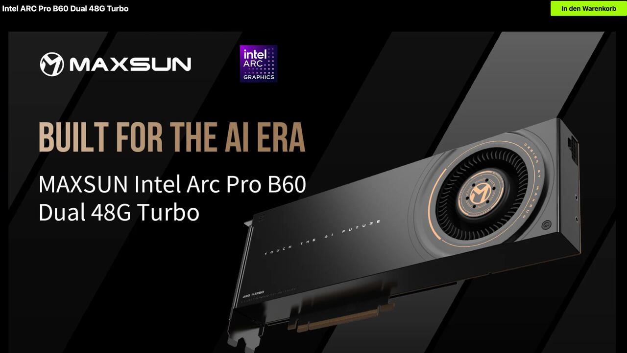 MaxSun Arc Pro B60 Dual GPU  Bild © MaxSun