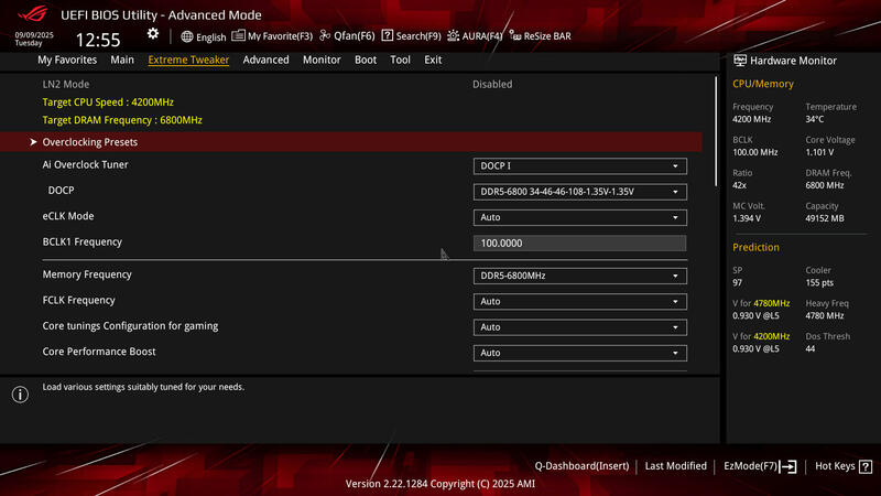 ASUS ROG Crosshair X870E HERO BIOS Xtreme Tweaker