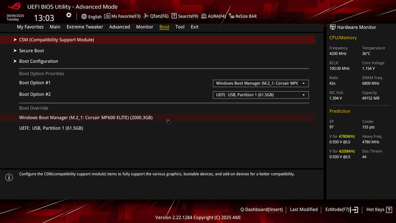 ASUS ROG Crosshair X870E HERO BIOS Boot