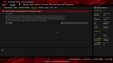 ASUS ROG Crosshair X870E HERO BIOS Advanced AMD OC SoC