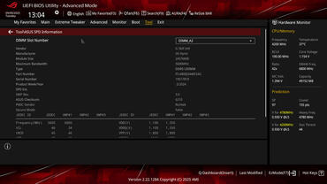 ASUS ROG Crosshair X870E HERO BIOS SPD Info