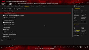 ASUS ROG Crosshair X870E HERO BIOS Advanced OC Menu