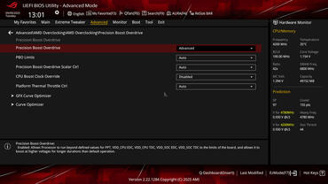 ASUS ROG Crosshair X870E HERO BIOS Advanced AMD OC PBO