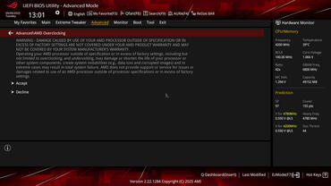 ASUS ROG Crosshair X870E HERO BIOS Advanced AMD OC Disclaimer