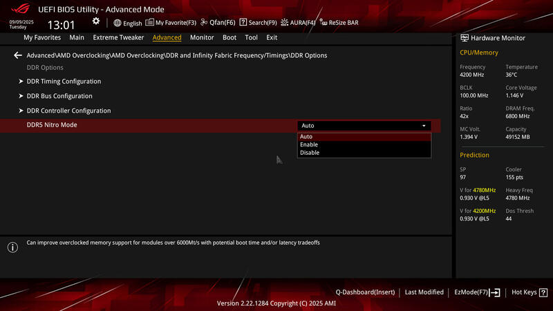 ASUS ROG Crosshair X870E HERO BIOS Advanced AMD OC DDR Fabric